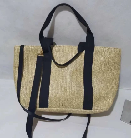 Bag llaw Traeth Gwellt Beidge Gwydn
