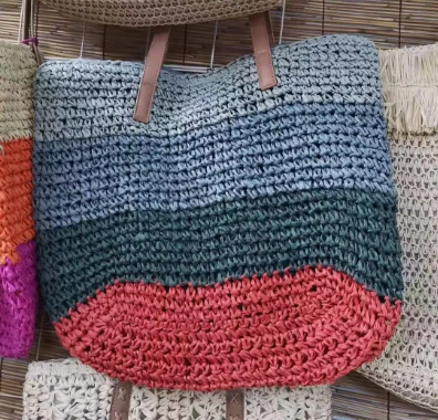 Bag Gwellt Naturiol Papur Crosio Amryliw