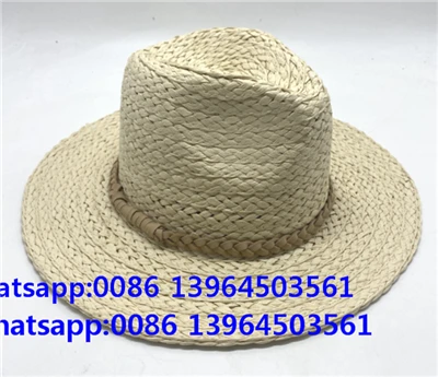 Papur wedi'i wehyddu â llaw braid gwyn het fedora