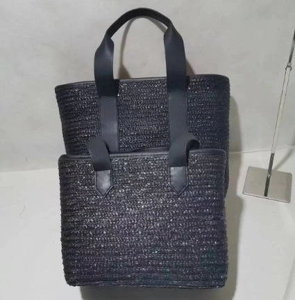 Bag Merched Gwehyddu Du Gwenith Un Set