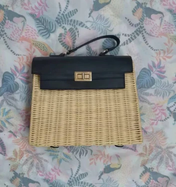 Bag Merched Merched Rattan Sgwâr