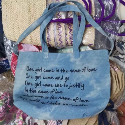 Bag Merched Ffabrig Denim Gyda Dwy Dolen