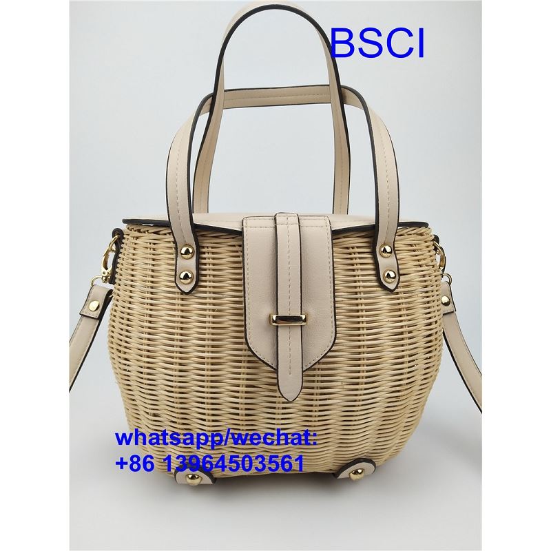 Bag Siopa Rattan wedi'i Wehyddu â Llaw
