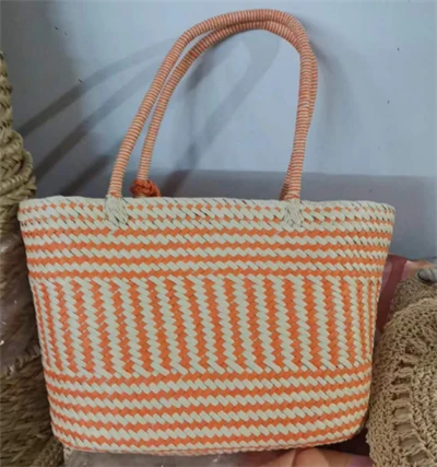 Bag Tote Mawr wedi'i Wehyddu ar gyfer Papur Oren a Llwydni