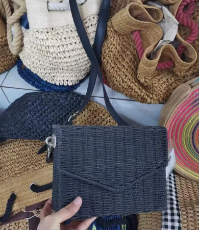 Ffrâm Haearn Papur Bag Crossbody wedi'i Wehyddu â Llaw