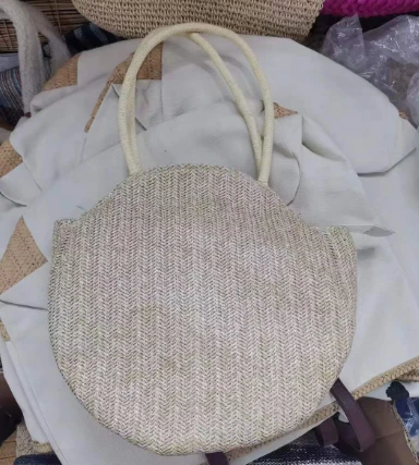 PP Braid Rownd Straw Bag Merched Gwyliau