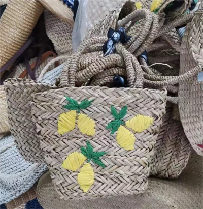 Bag llaw gwellt brodwaith bach