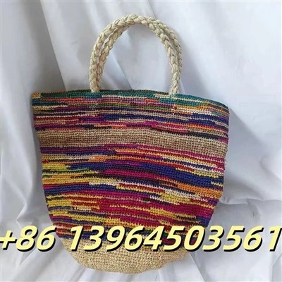 Bwced raffia aml-liw wedi'i wneud â llaw