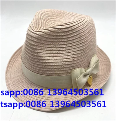 Menywod Pinc Ysgafn Papur Gwellt Fedora Cap Haul