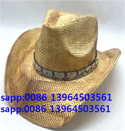 Dynion Gwellt Cap Demin Cowboi Hat