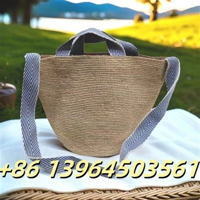 Bag menyw raffia gyda strap cotwm