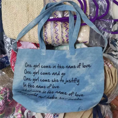 Bag Merched Ffabrig Denim Gyda Dwy Dolen